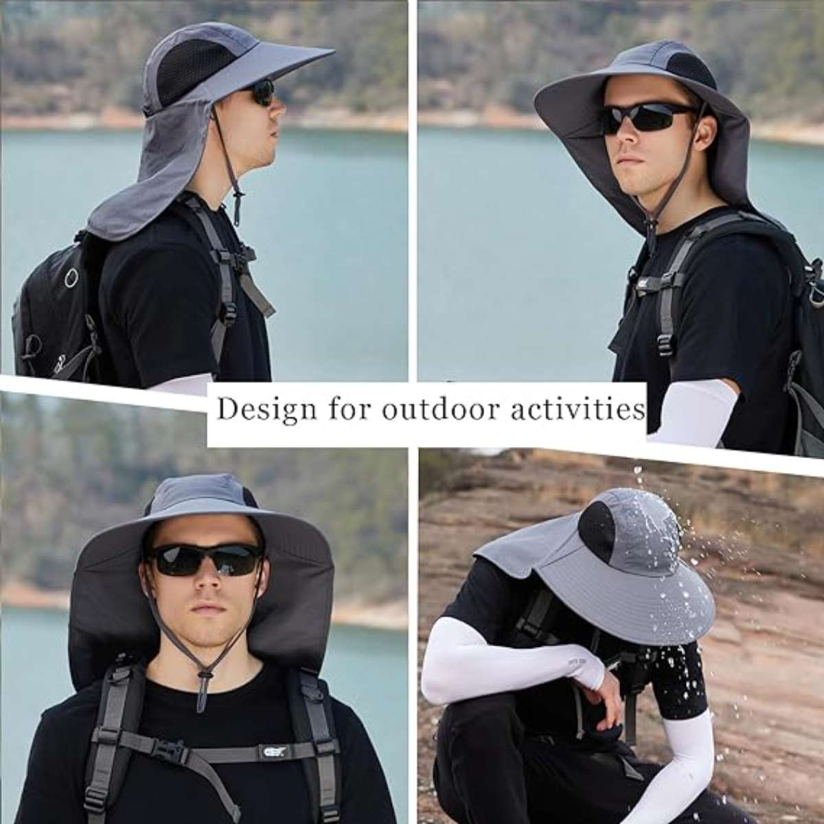 Men's sun hat with neck flap