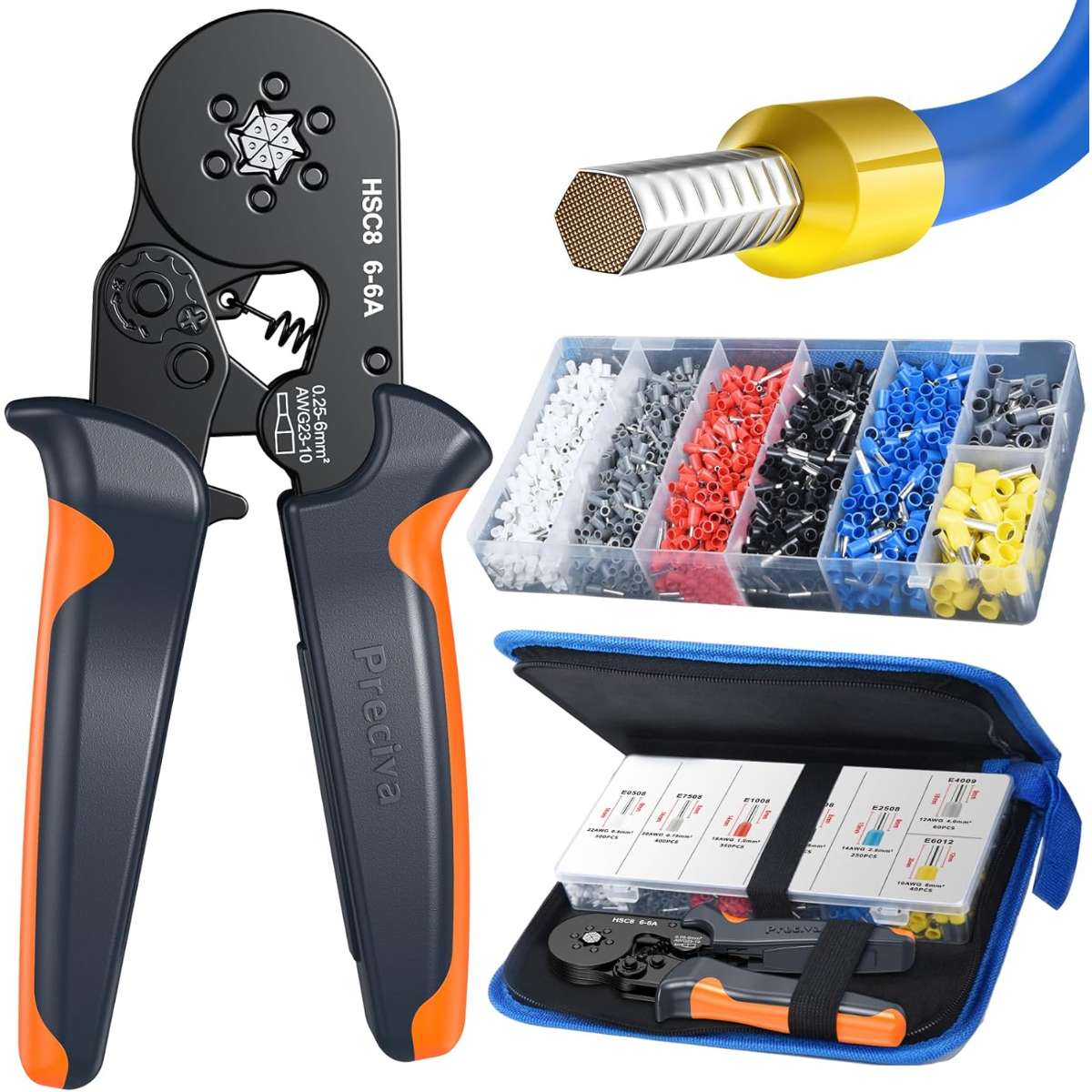Ferrule crimp tool kit with 1900PCS wire connector
