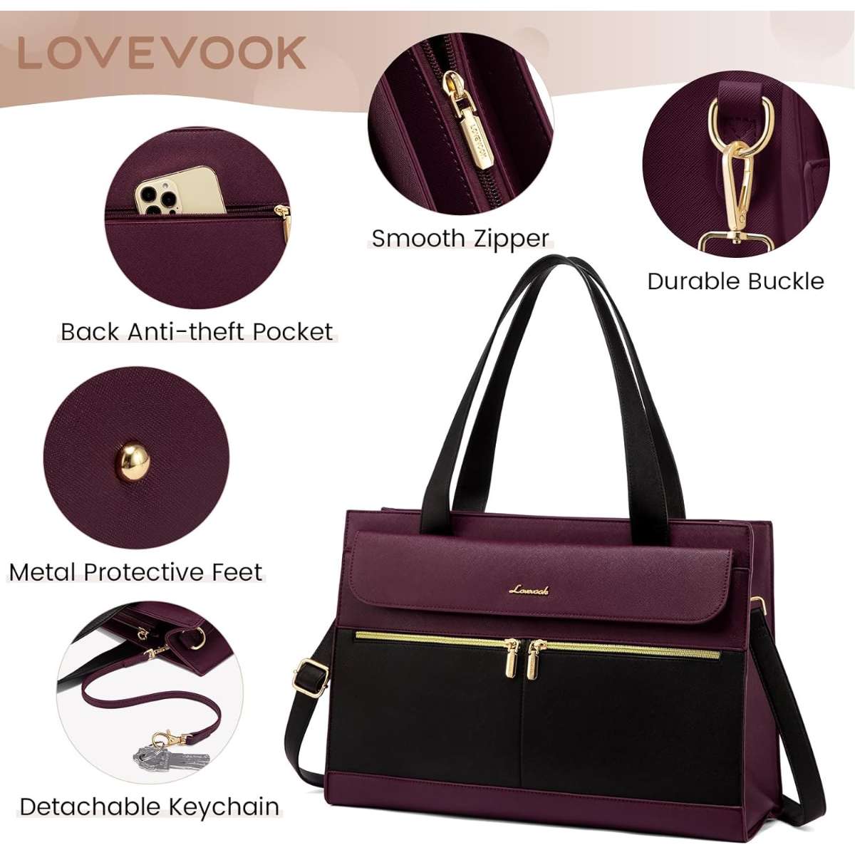 LOVEVOOK Women's Laptop Bag 15.6 inches