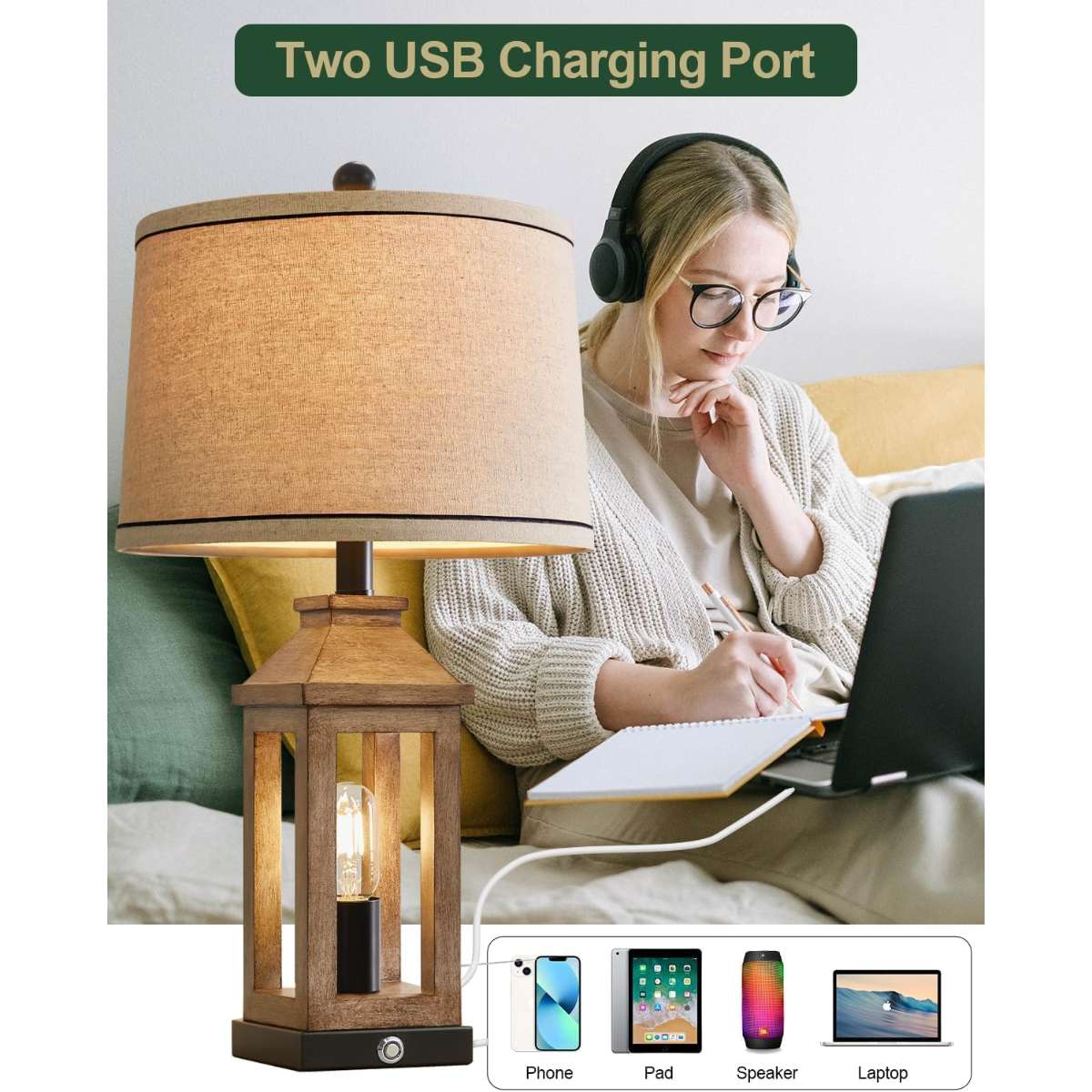 23.75" farmhouse dual USB charging ports