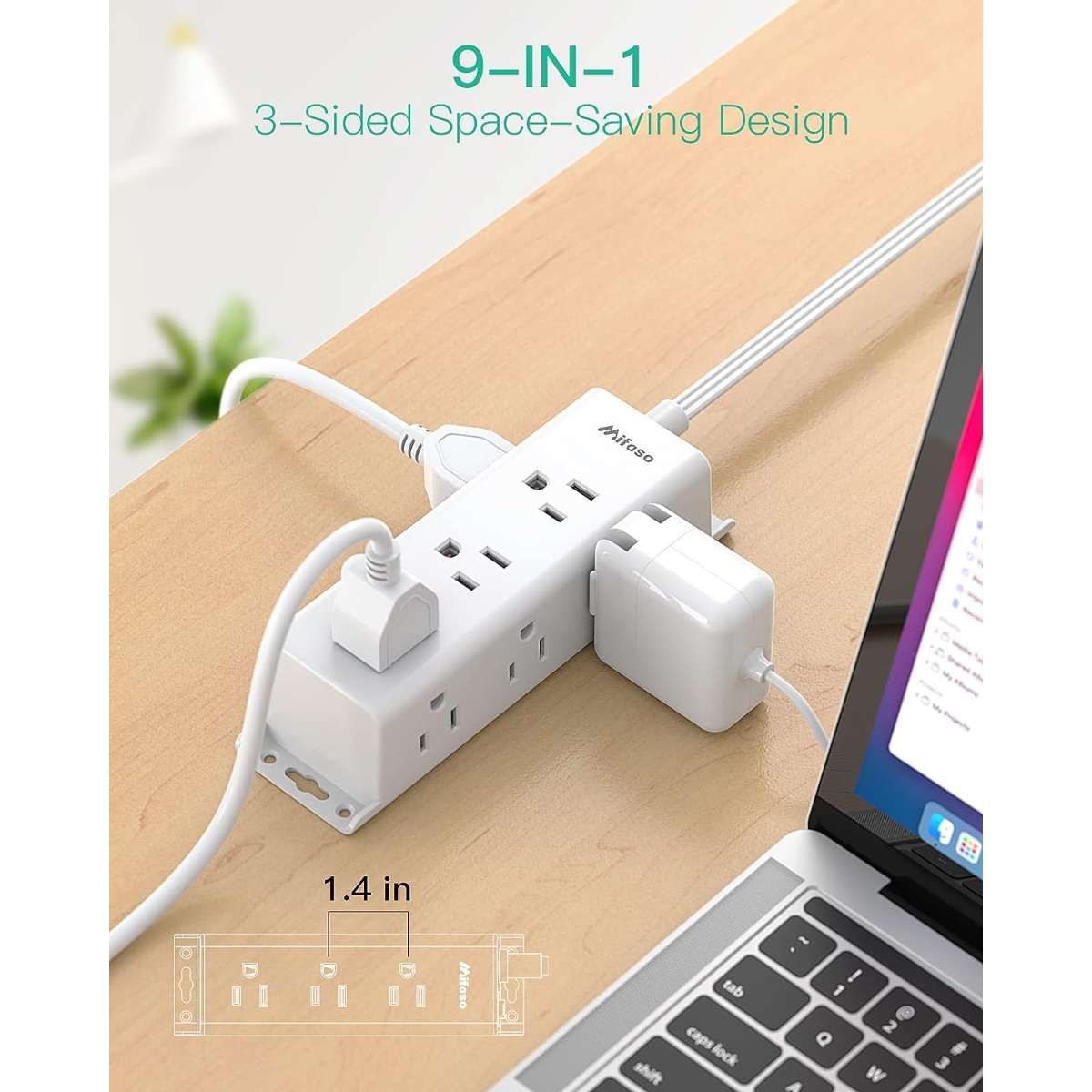 Surge Protector Power Strip - 9 wide pitch multi-outlets