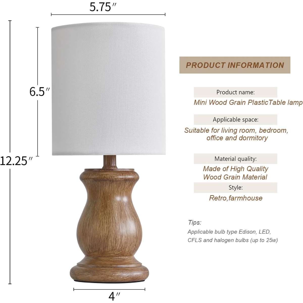 OYEARS 12.25" Small Table Lamp