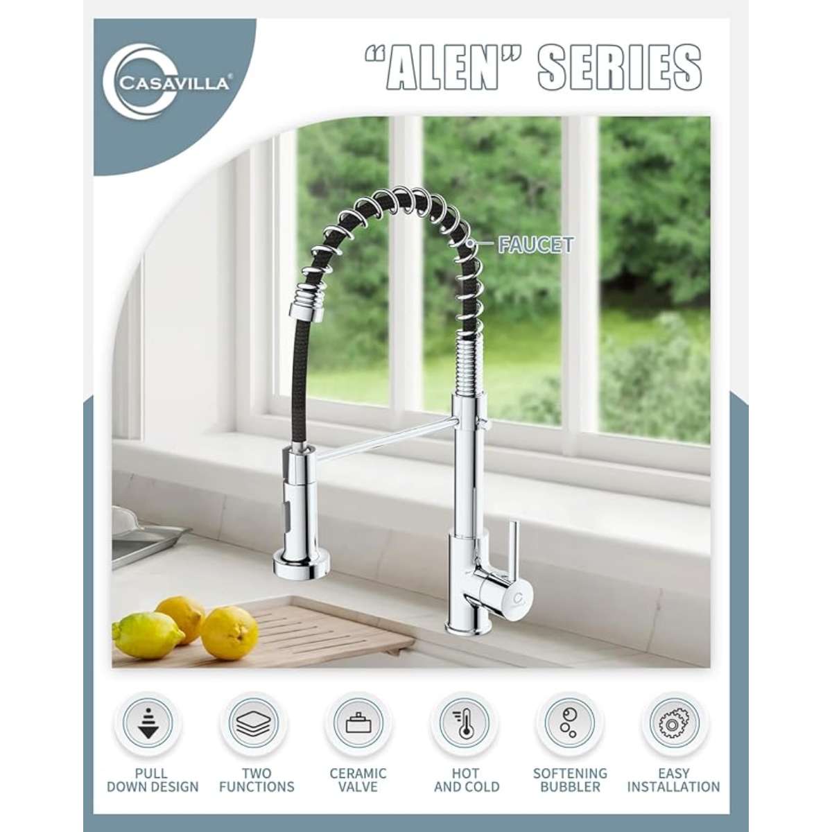 Multifunctional kitchen faucet with pull-down sprayer