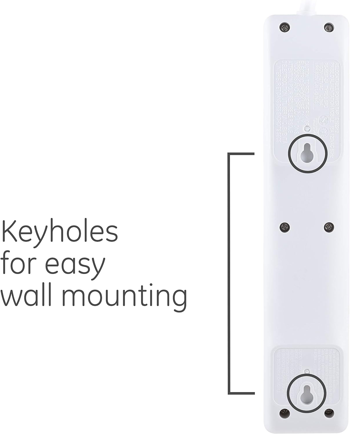 GE 6 Socket Surge Protector, White, 14092