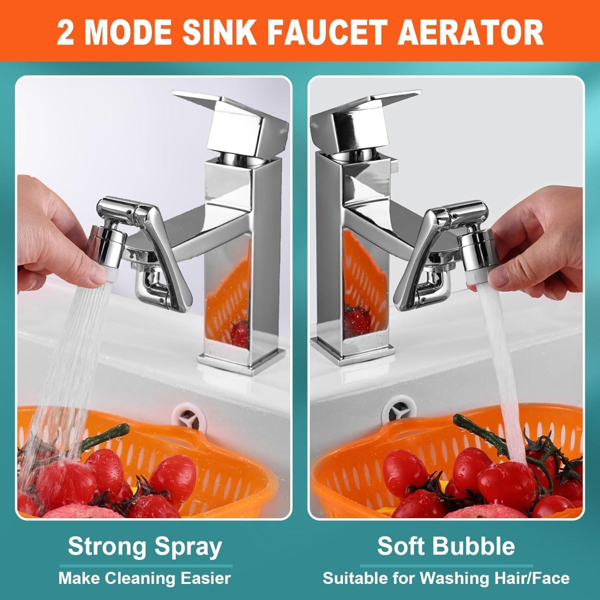 sptar 1440° faucet expander, bathroom sink, 2 outlet modes