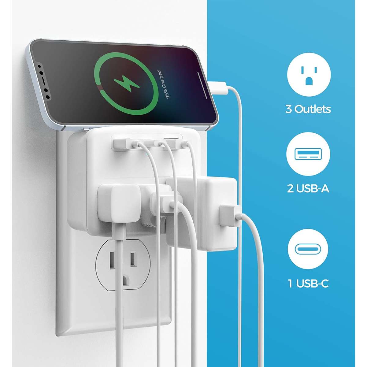 Cruise power strip foldable plug non-surge protector