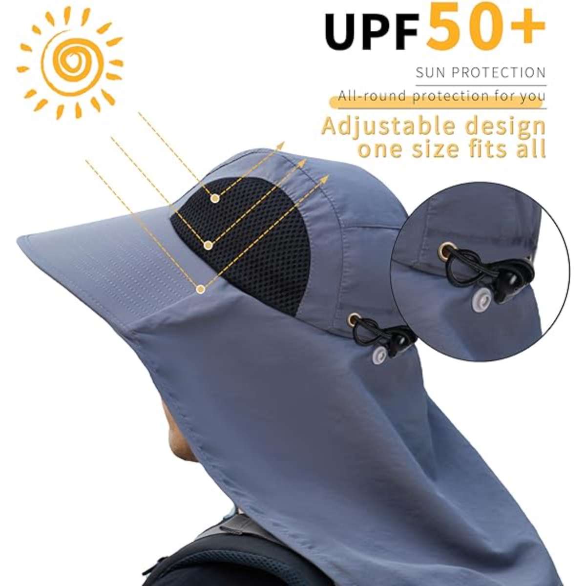 Men's sun hat with neck flap