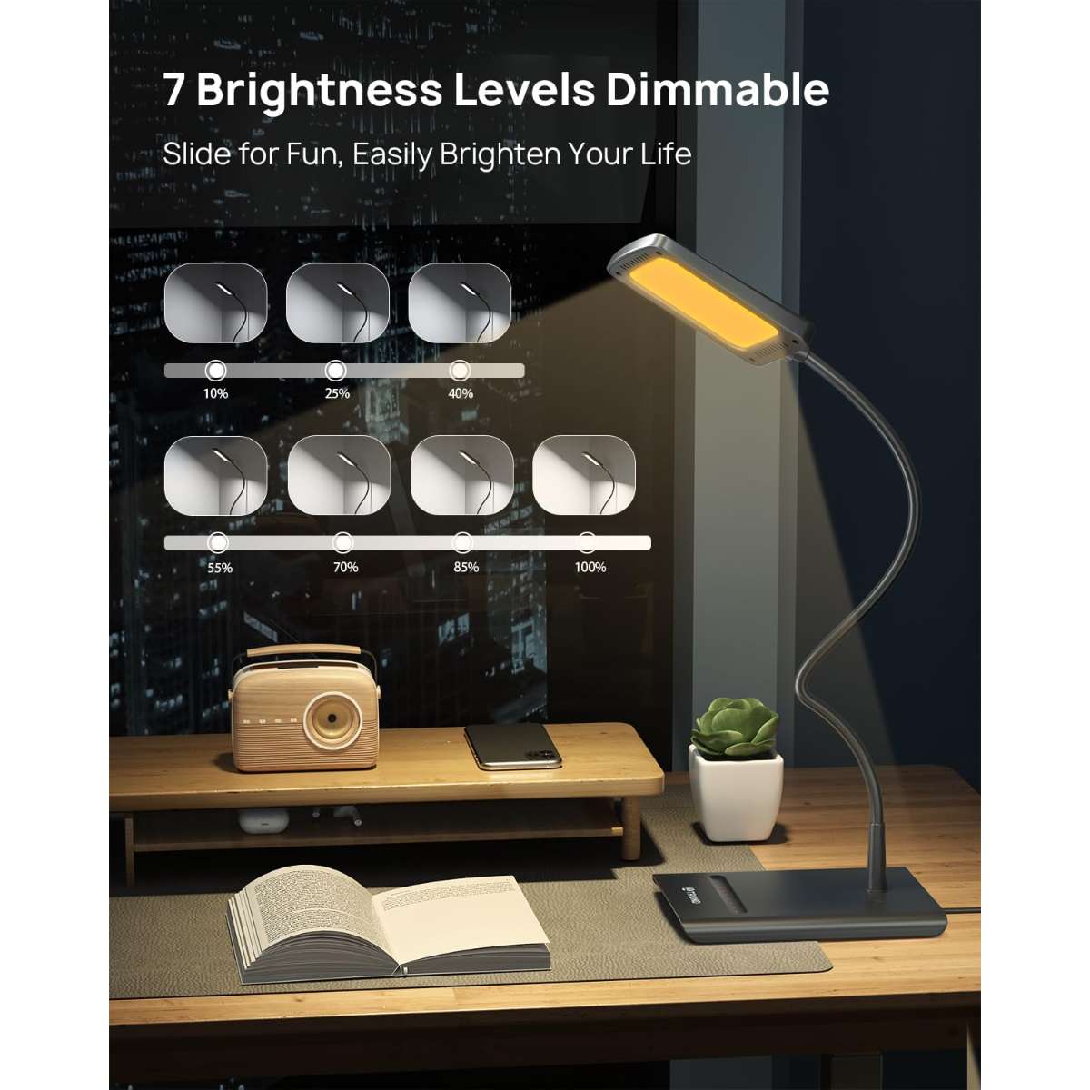 Tron table lamp, bright dimmable eye protection table lamp