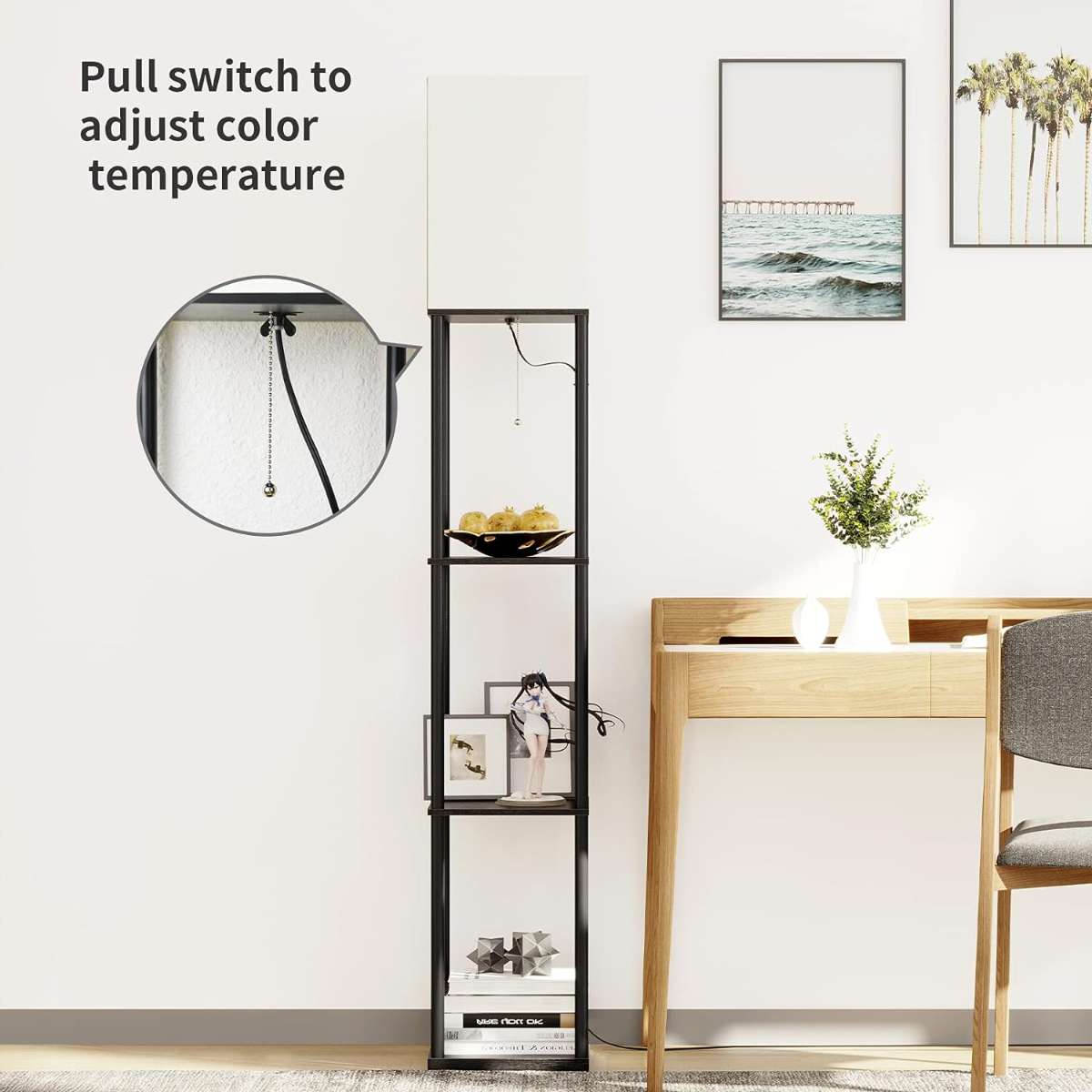 SUNMORY Floor Light with Shelf (Black)