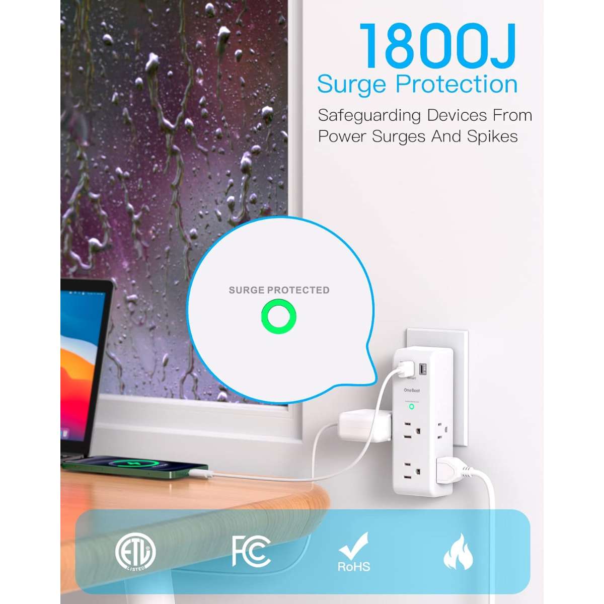 Surge Protector Socket Extender - with Swivel Plug