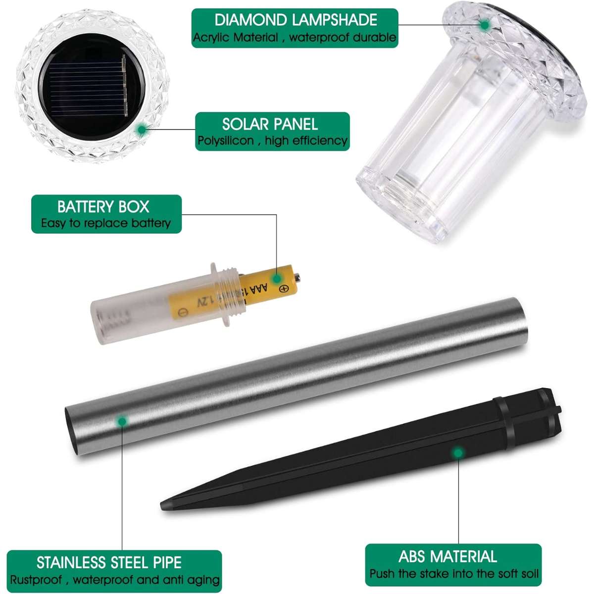 Solar Outdoor Light, 10 Pack Solar Stake Light Cool White
