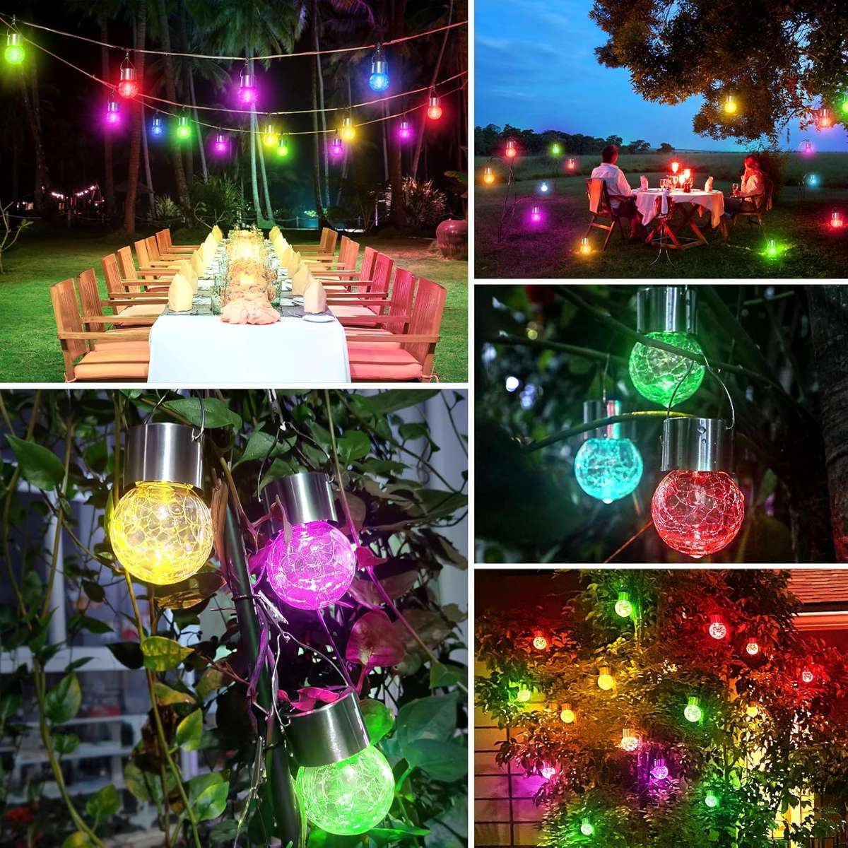 12 pieces of outdoor hanging solar lights multi-color