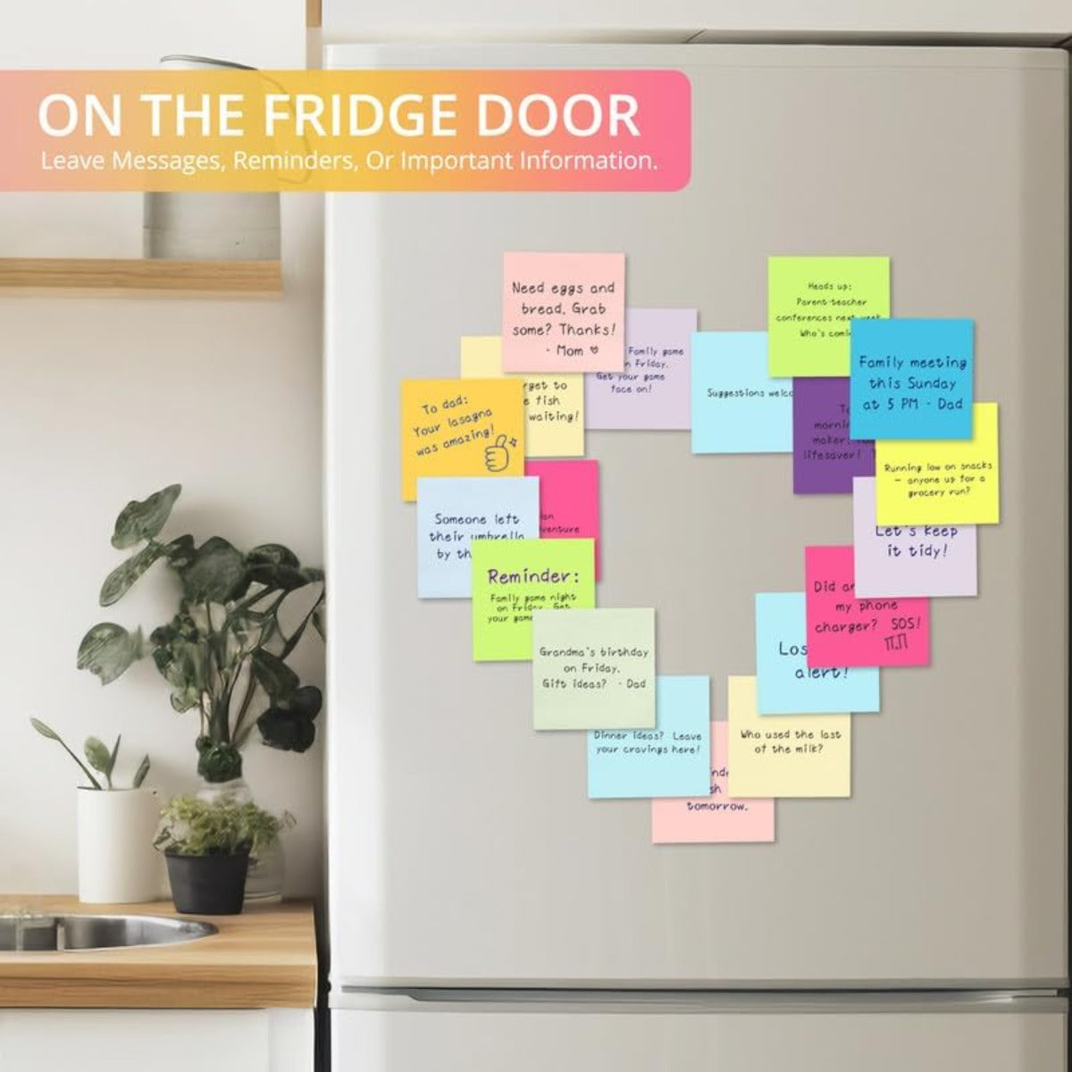 Color self-adhesive sticky notes, 12 sticky notes, 3x3 inches
