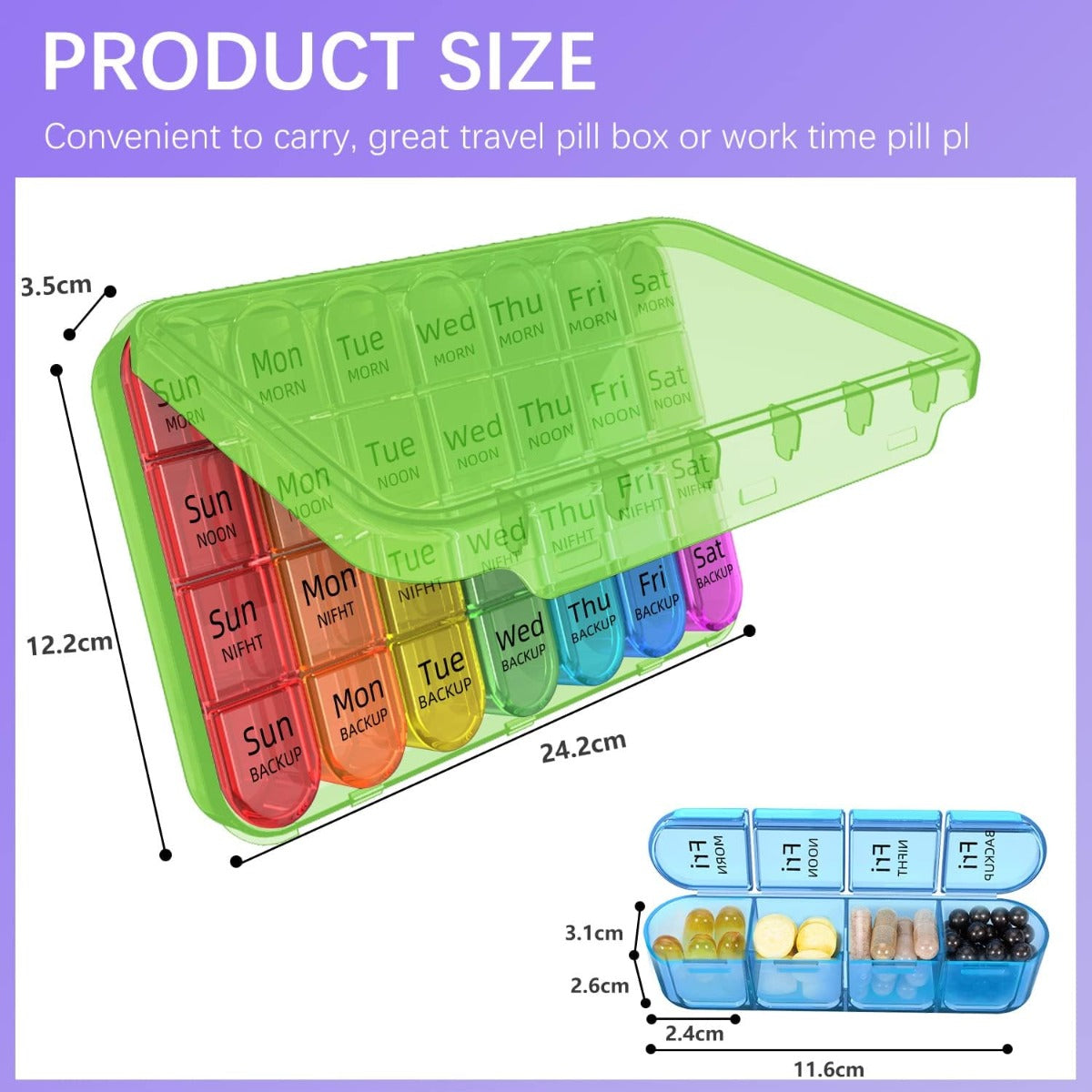 Odaro Weekly Pill Organizer 4 Times a Day