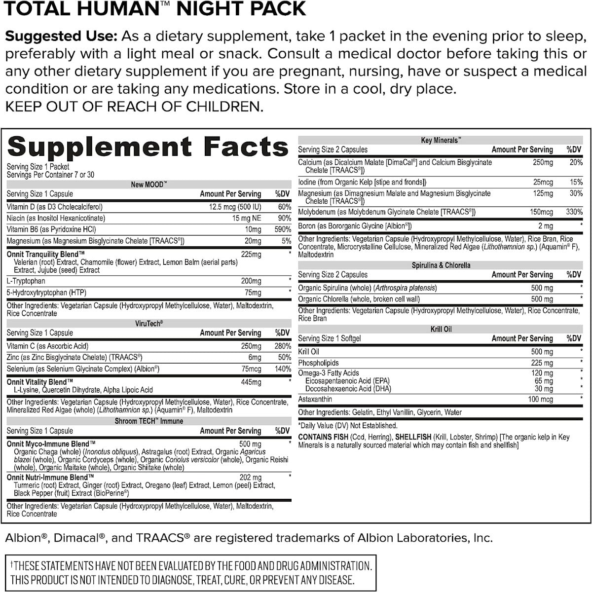 ONNIT Total Human Day and Night Vitamin Packs for Men and Women