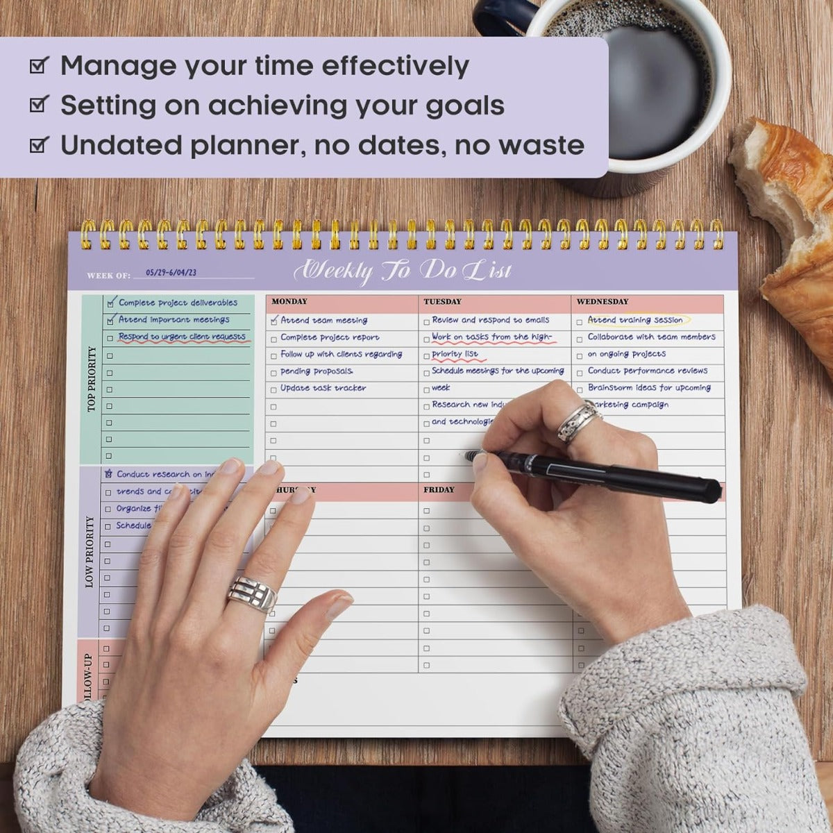 Weekly To-do list Notepad - Violet Dream