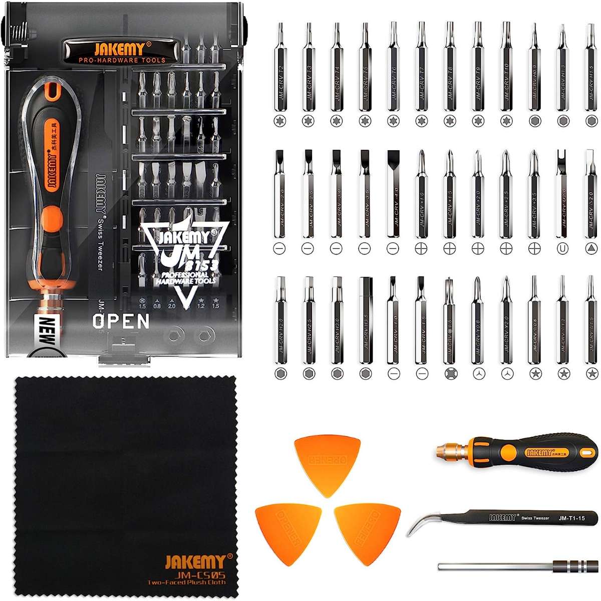 JAKEMY 39-in-1 Screwdriver Set Precision Repair Tool Kit Black