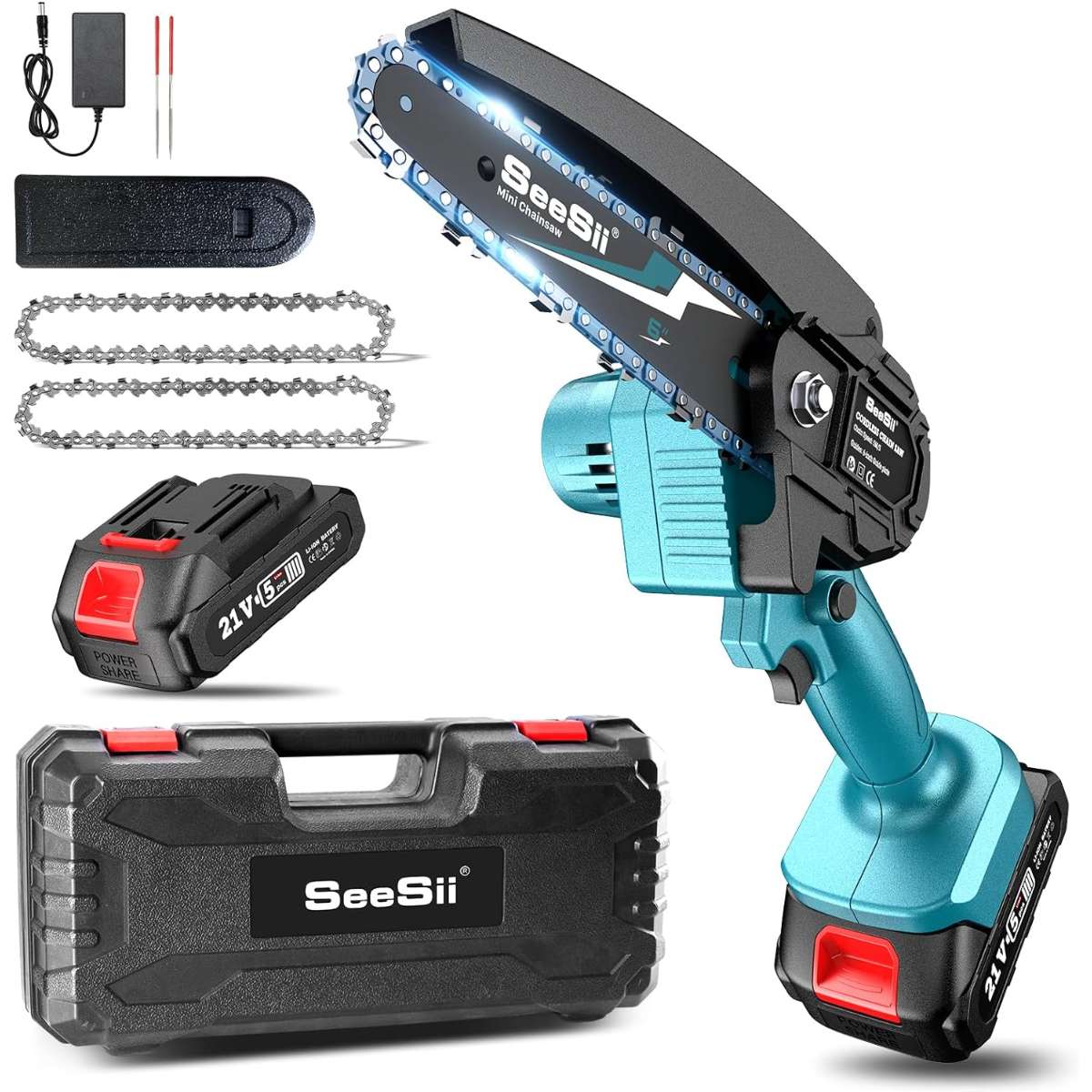Seesii Mini Chainsaw, 6 Inch Mini Chainsaw Cordless