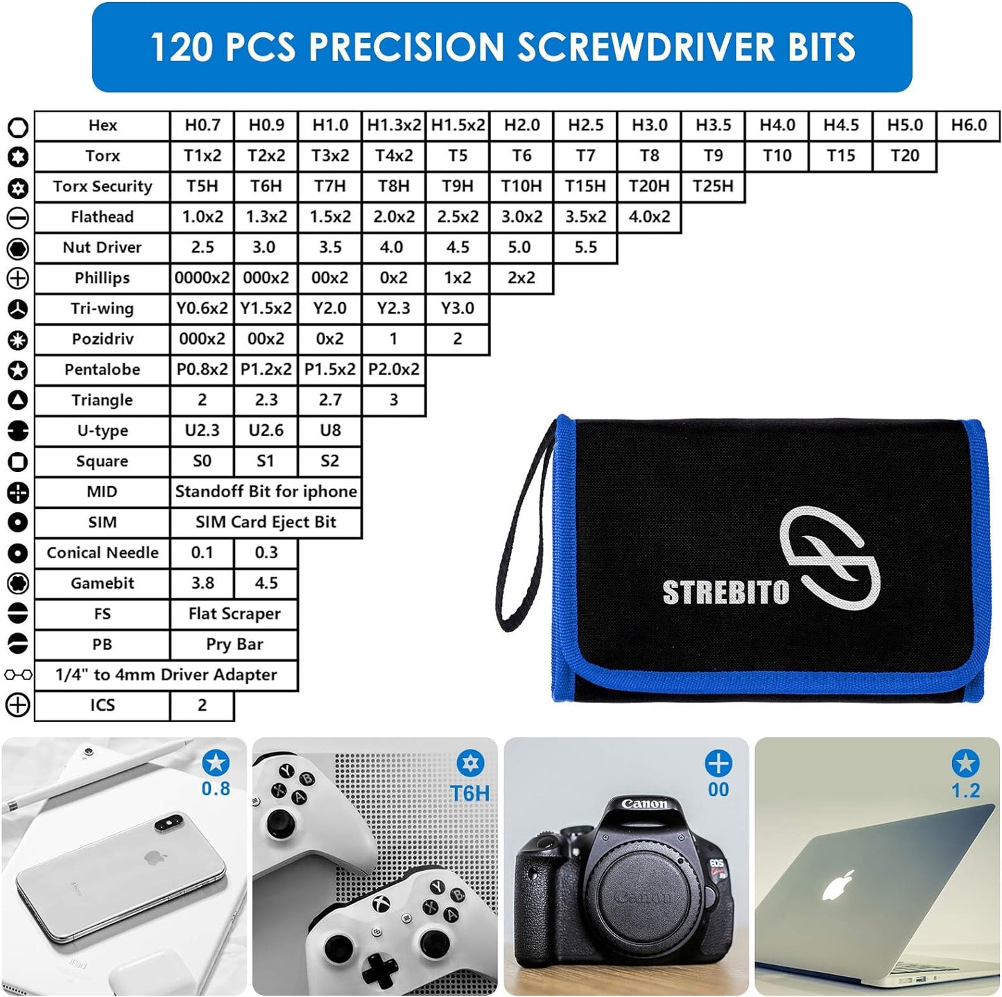 STREBITO Electronics Precision Screwdriver Set 142 Piece 120-Bit Magnetic Repair Tool Kit