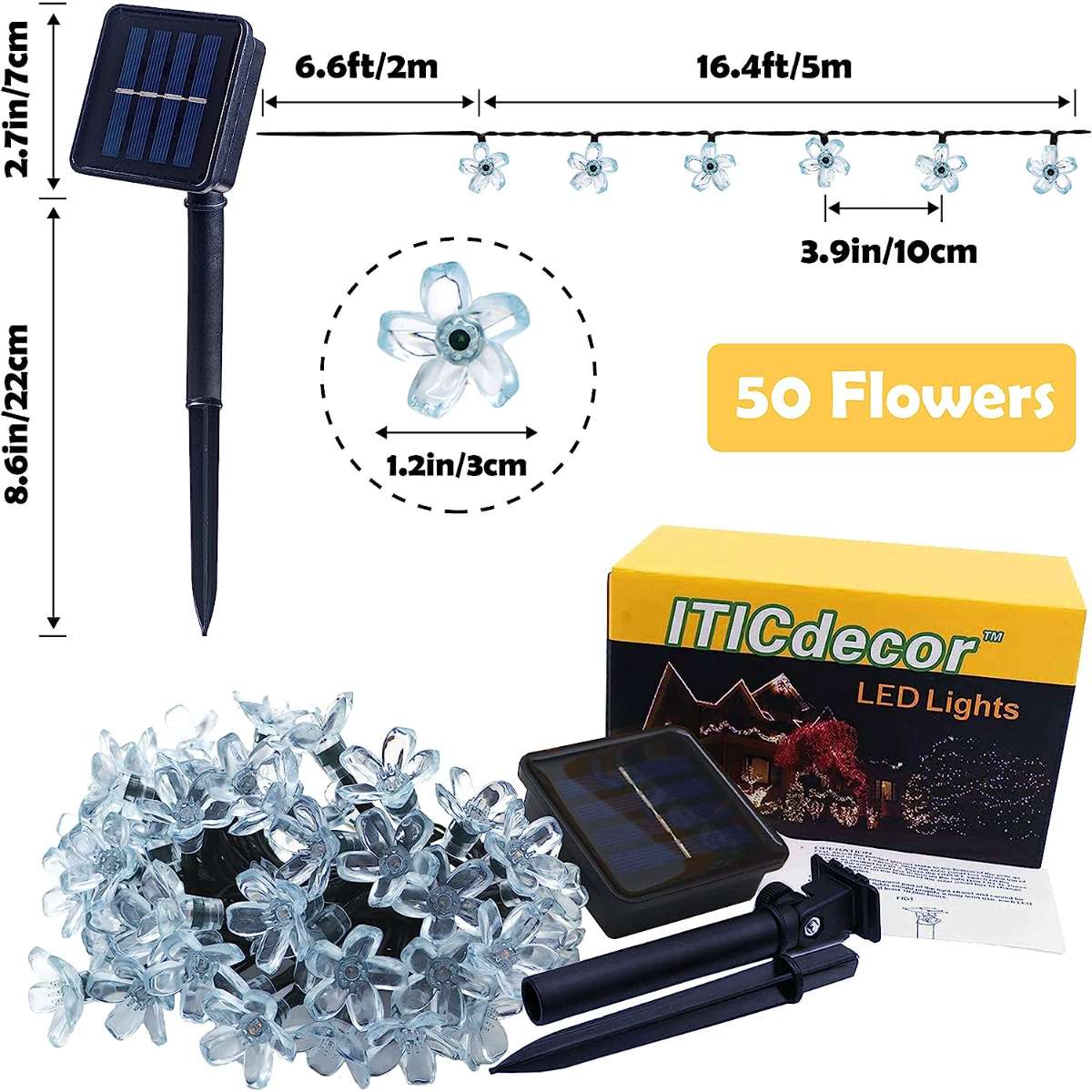 Solar String Lights Outdoor Waterproof 50 LED (Multicolor)