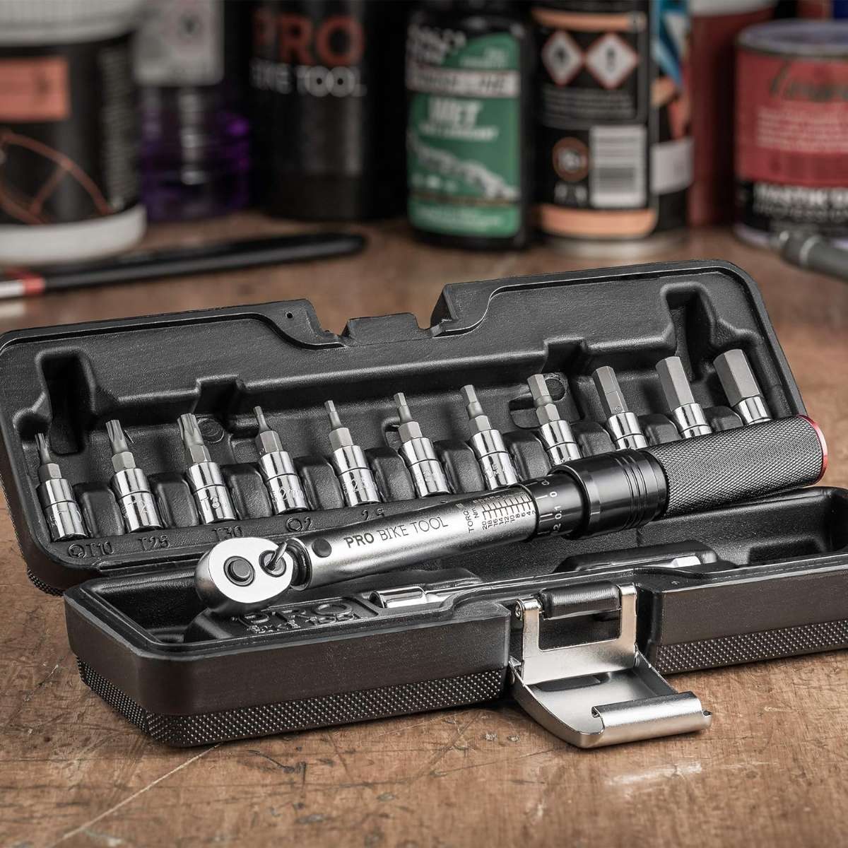 PRO BIKE TOOL 1/4 Torque Wrench Kit - Bicycle Torque Wrench - 2 to 20 Nm