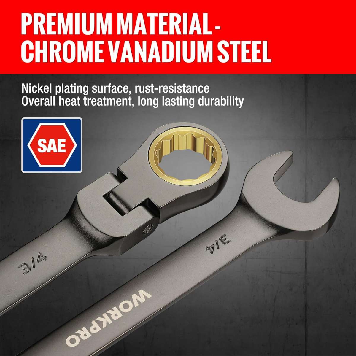 WORKPRO 8-Piece Scratch Head Ratchet Combination Wrench Kit