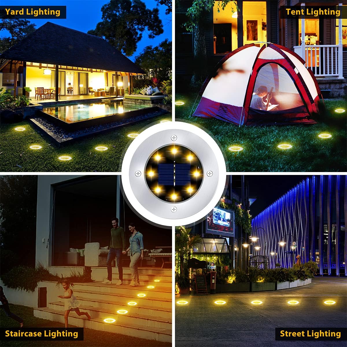 12-Pack 8LED Solar Garden Lights (Warm White) (12-Pack)