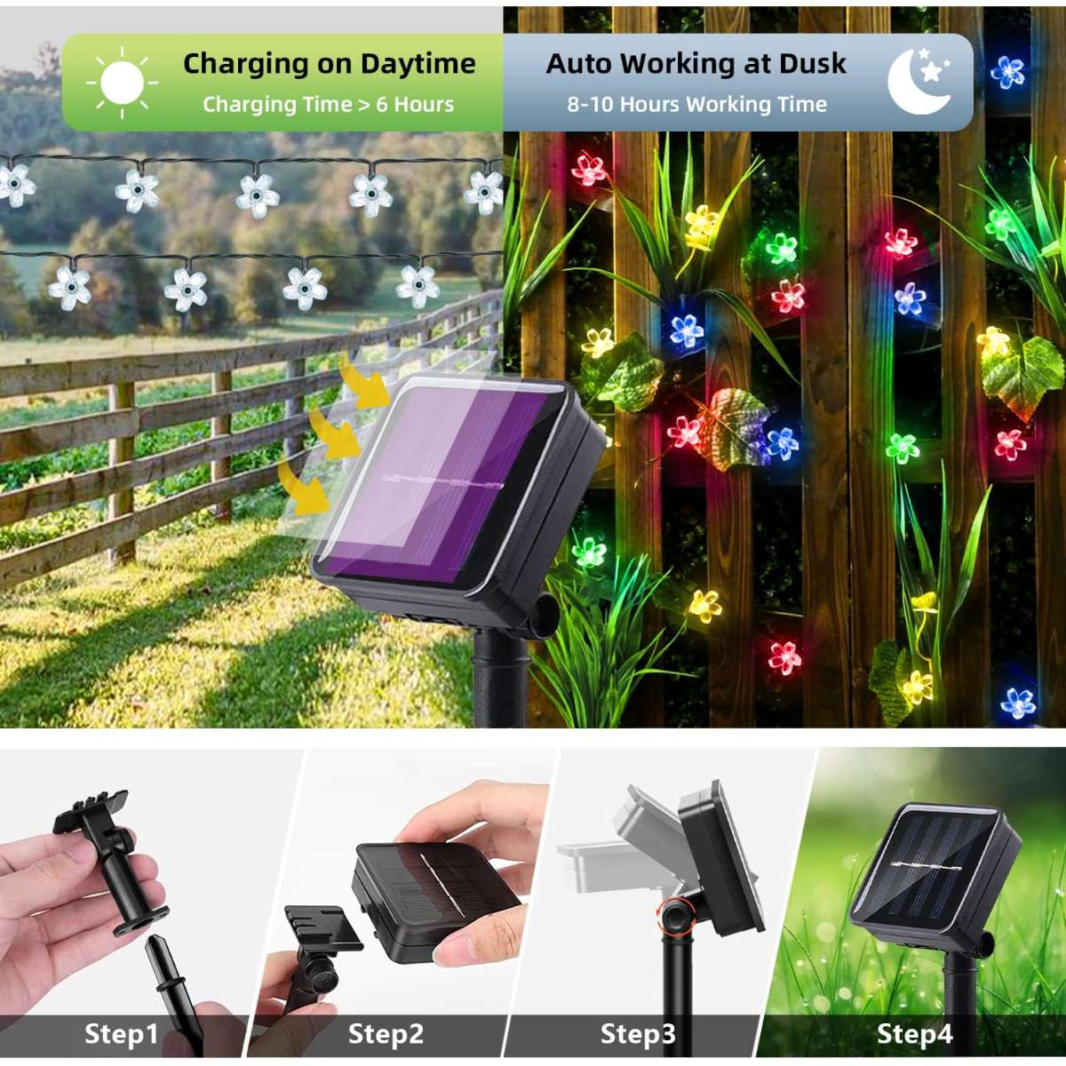 Solar String Lights Outdoor Waterproof 50 LED (Multicolor)