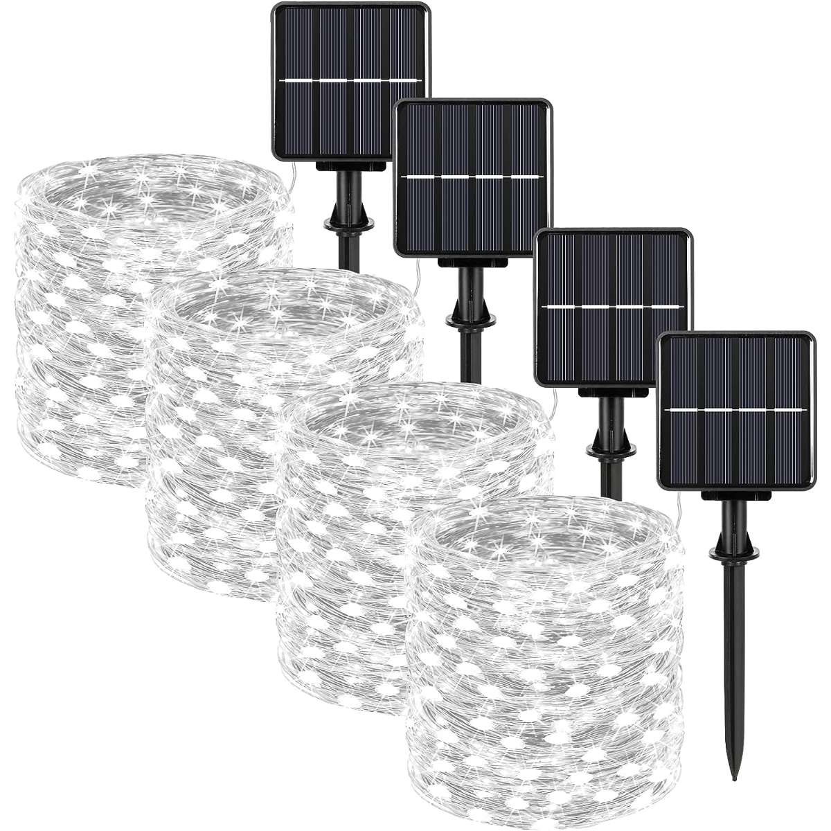Extra-long 288 ft solar fairy string lights, 4 pcs each with 72 ft. 200 LEDs