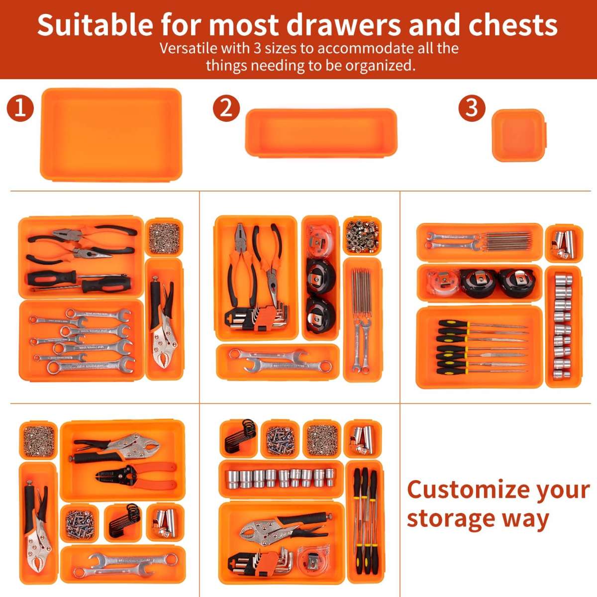 45 Pack Toolbox Organizer Tool Tray Divider Orange