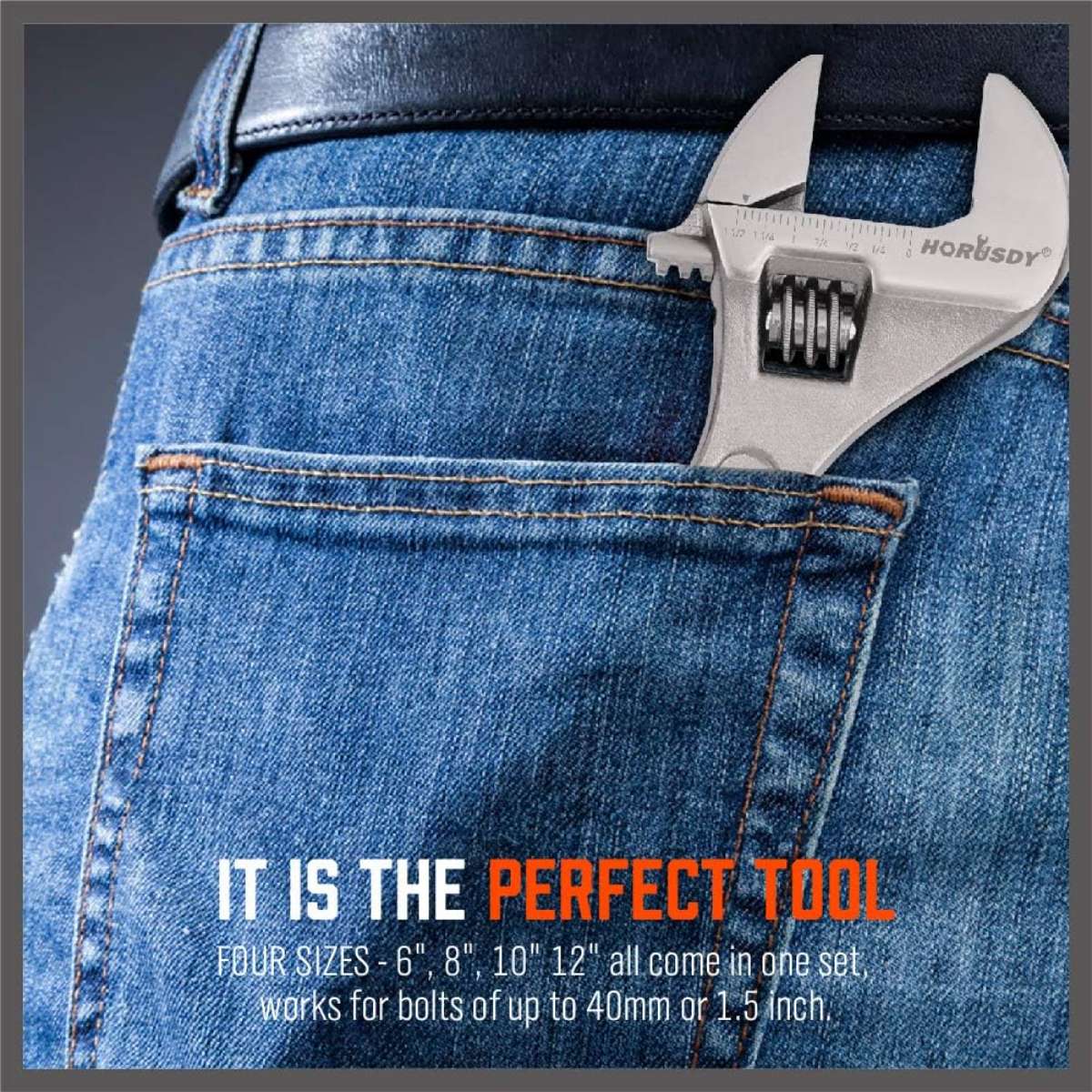 HORUSDY 4-Piece Adjustable Wrench Set, CR-V Steel