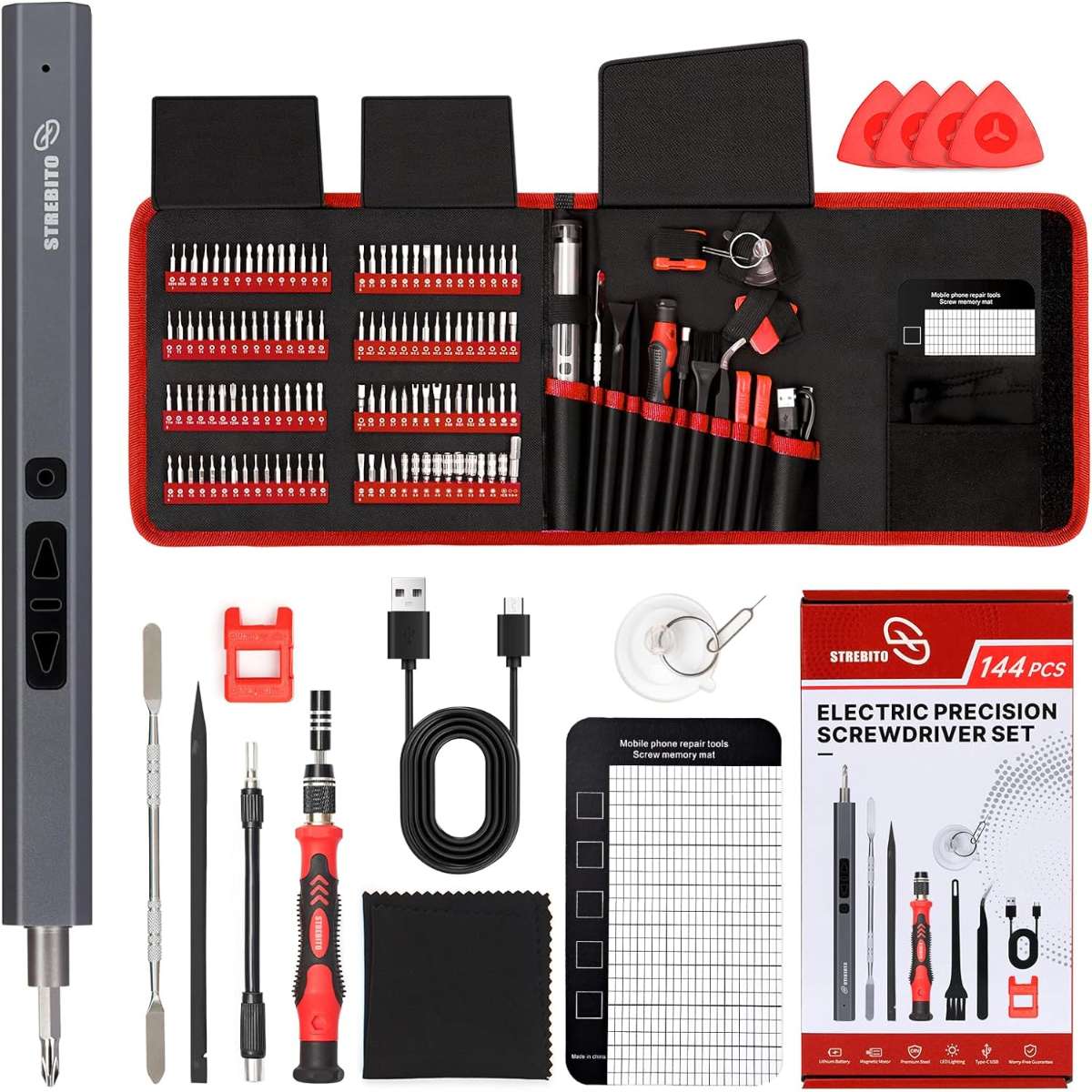 STREBITO Mini Electric Screwdriver Set 144 pcs