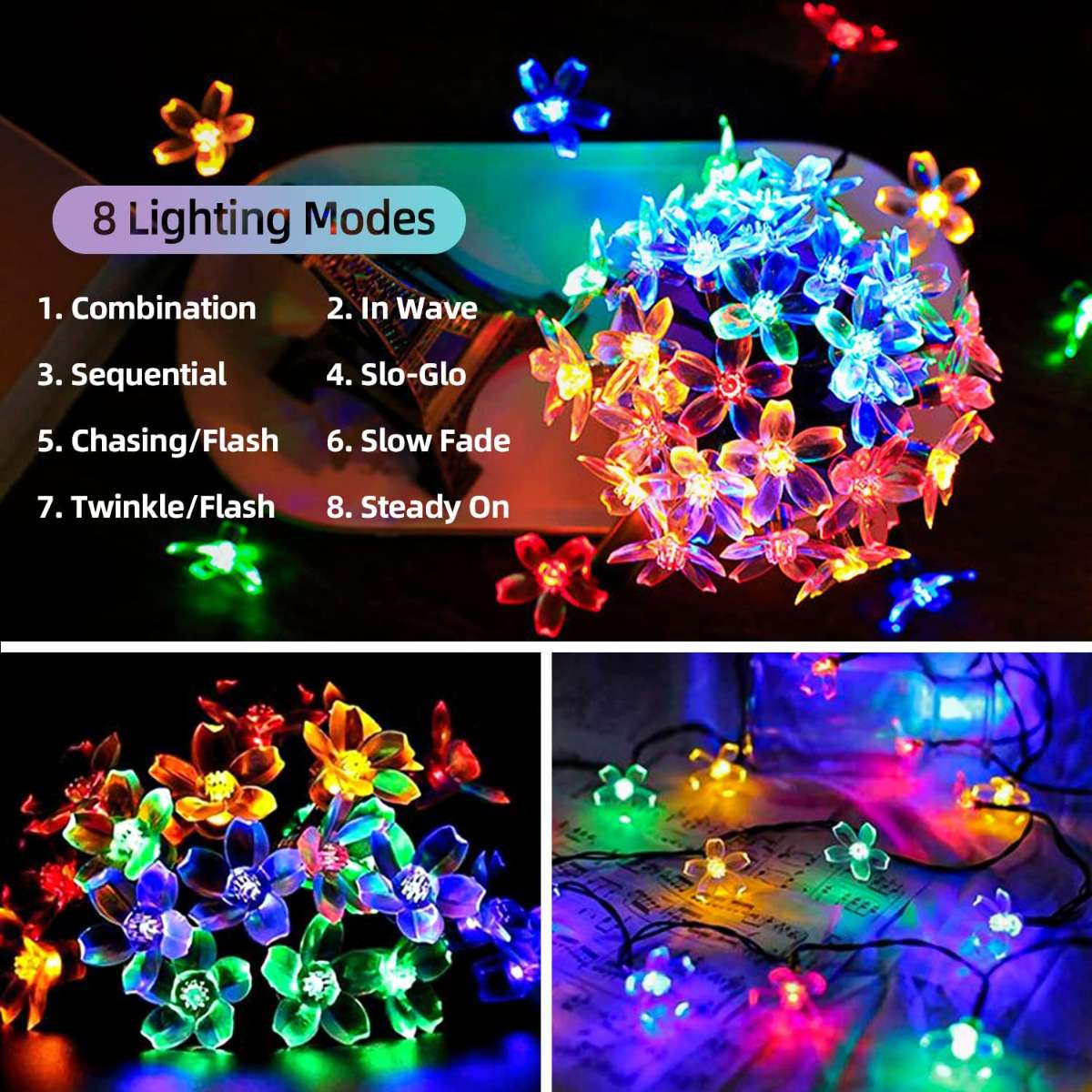 Solar String Lights Outdoor Waterproof 50 LED (Multicolor)