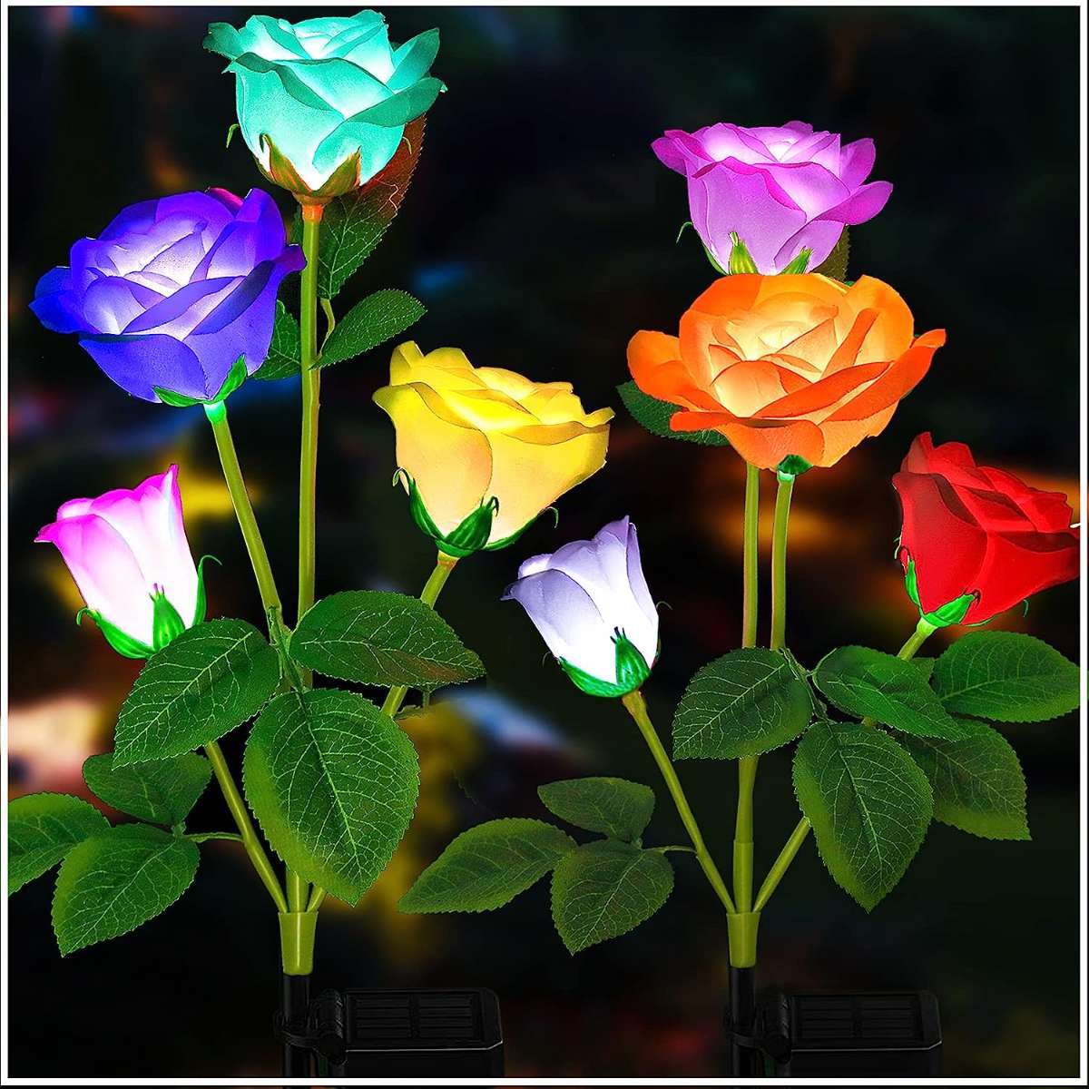 TONULAX Solar Garden Lights - More Realistic Roses (2 Pack)