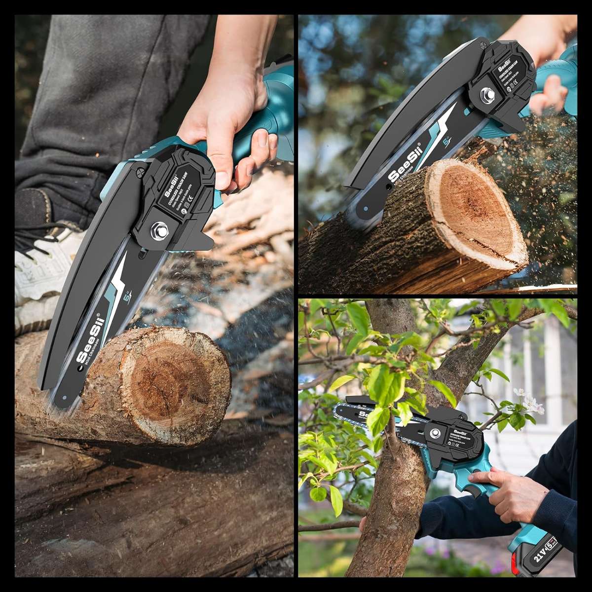 Seesii Mini Chainsaw, 6 Inch Mini Chainsaw Cordless