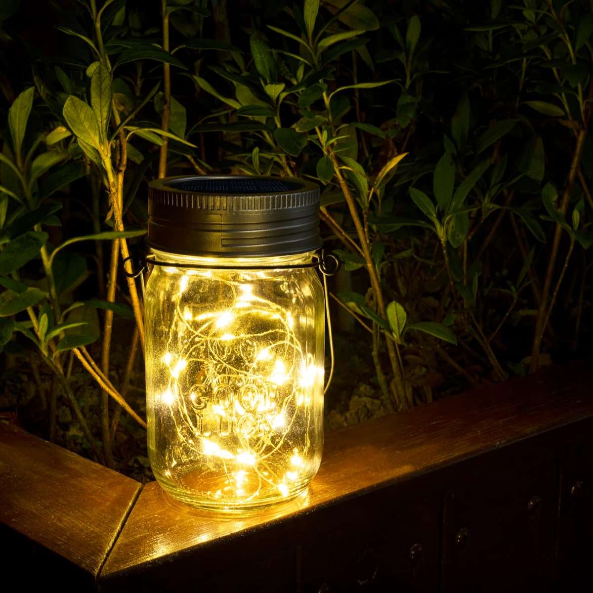 GIGALUMI Hanging Solar Mason Jar Light, LED String Lights Hanging Solar Lanterns