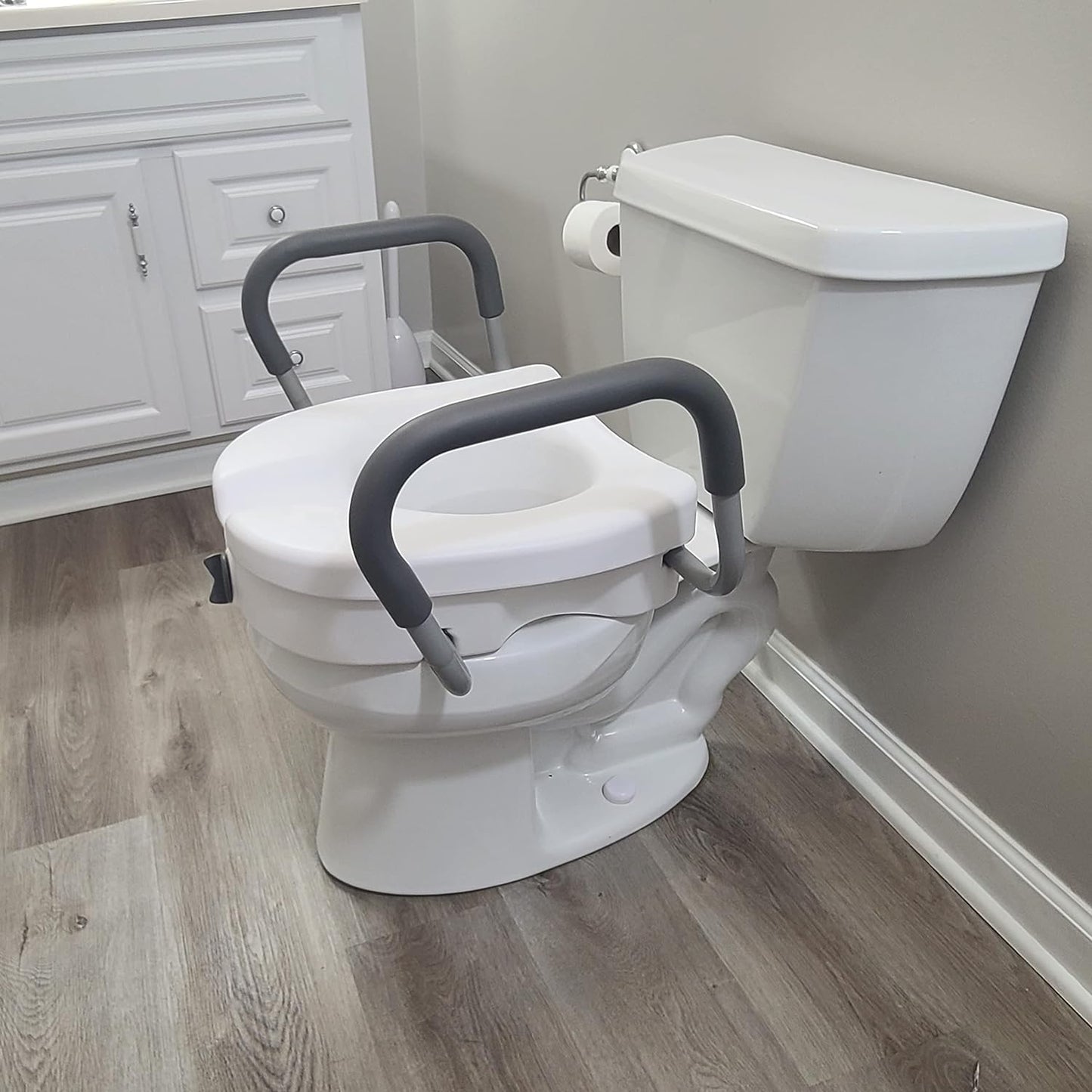 Carex EZ Raised toilet seat with lock handle