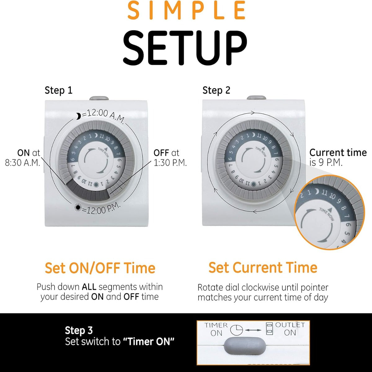 GE 24 hours 2 Ground socket Mechanical socket timer 15075