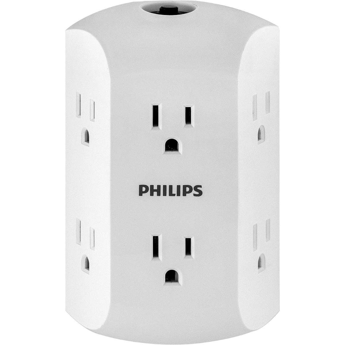 Philips 6 Socket Extender, Ground Wall Tap, White, SPS1460WA/37