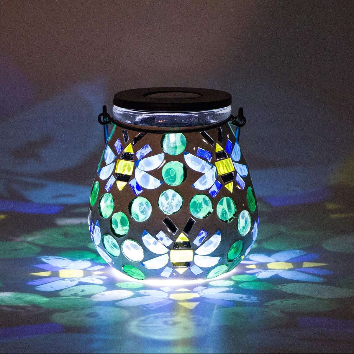 Afirst Mosaic Outdoor Lantern - Glass Solar Chandelier