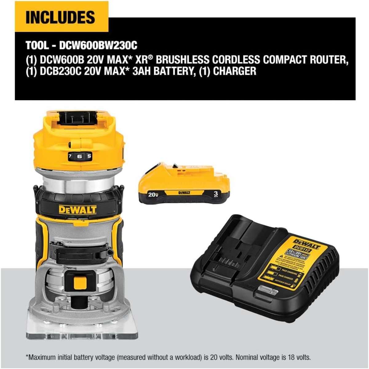 DEWALT 20V Max XR Cordless Router (DCW600B)