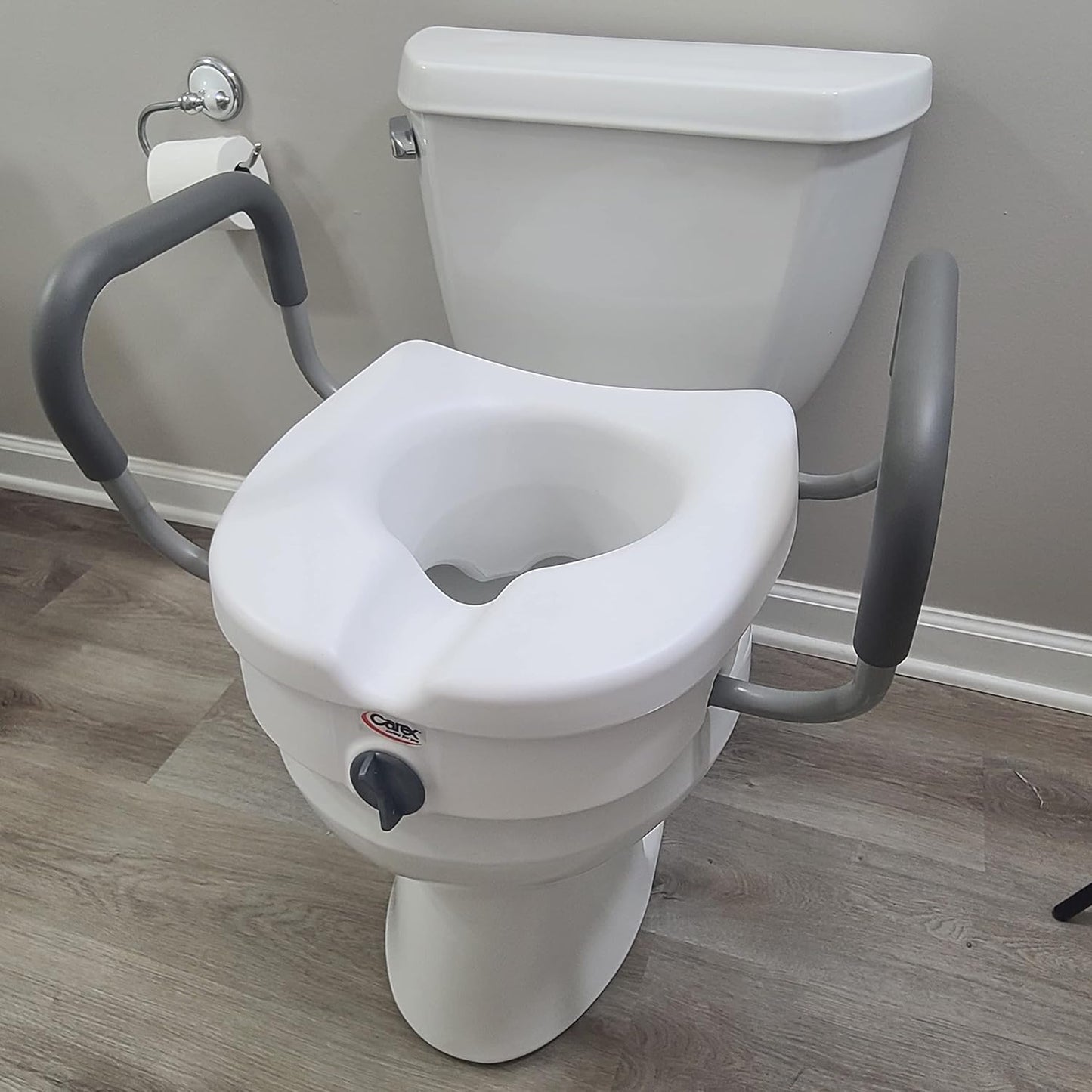 Carex EZ Raised toilet seat with lock handle