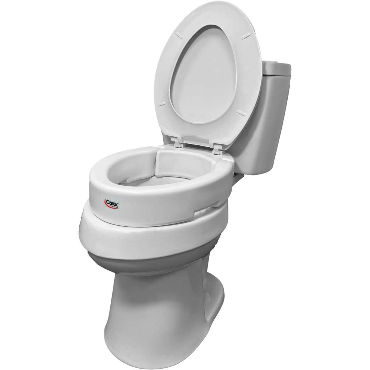 Bathroom wipe aid Carex Extended Hinge raises toilet seat