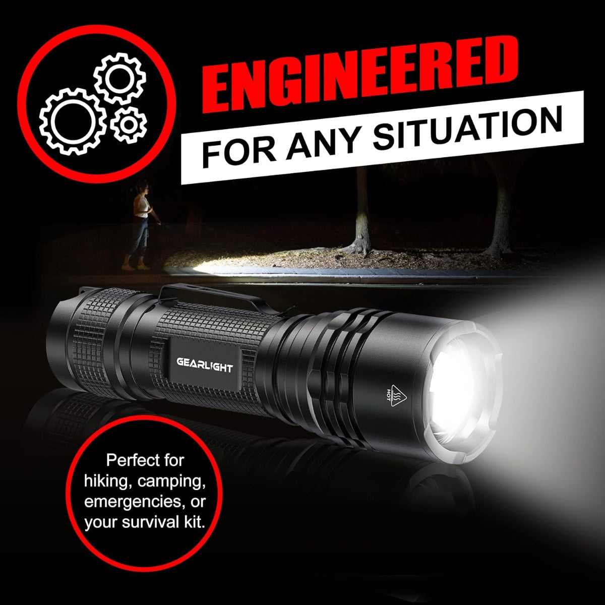 GearLight LED Tactical flashlight with high lumens
