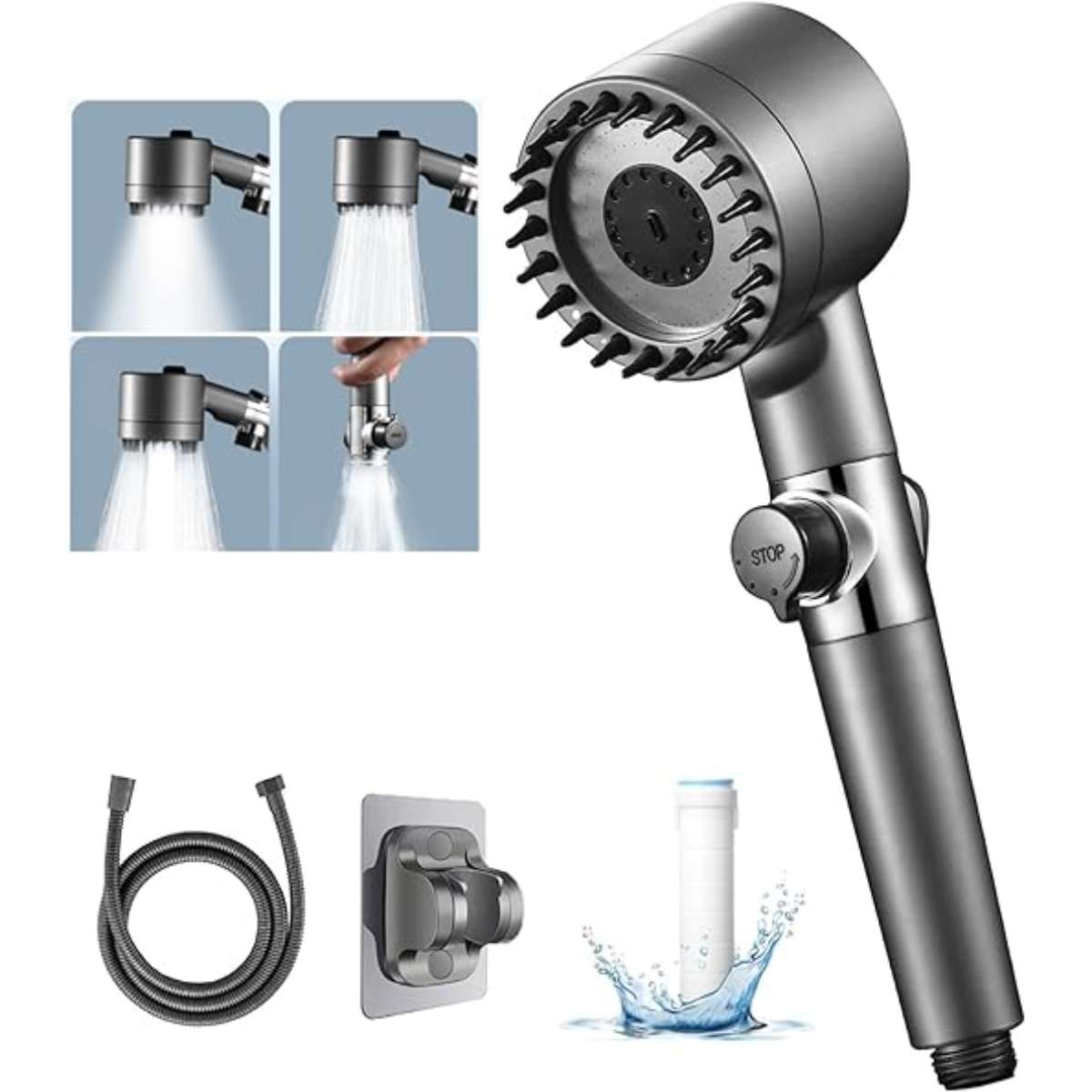 Three mode shower filter shower head