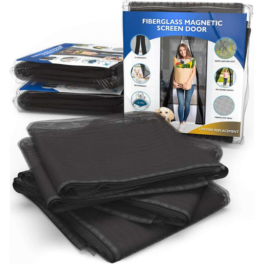 FLUX Heavy Duty Glass Fiber Magnetic Screen Door (3-Pack)