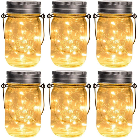GIGALUMI Hanging Solar Mason Jar Light, LED String Lights Hanging Solar Lanterns