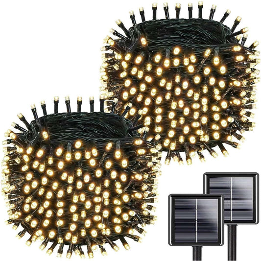 EXTRA LONG SOLAR CHRISTMAS LIGHT 2PACK TOTAL 180FT (WARM WHITE)
