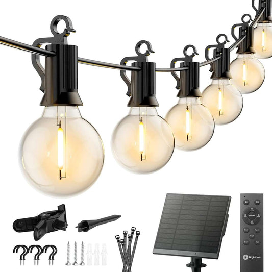 Brightown 58FT Solar String Lights Outdoor with Remote Cable Ties and Hooks