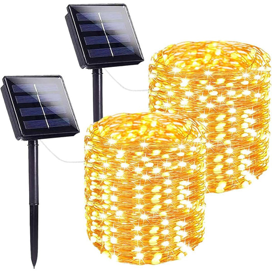 SANJICHA Solar String Lights, 2 Pack 144FT 400LED Waterproof (Warm White)